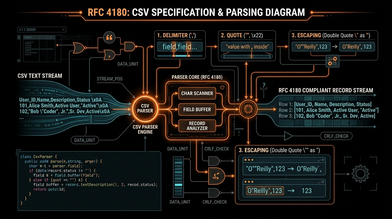 RFC 4180 CSV Specification and Edge Cases
